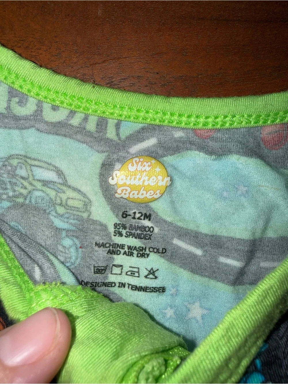 Six Southern Babes Baby Romper with‎ Monster Truck Print medically adaptable